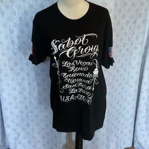 Black Graphic T-Shirt with White Script